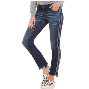 KUT FROM THE KLOTH Reese Ankle Straight Leg with Fray Hem & Tuxedo Side Stripe